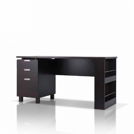 A desk's right side is dedicated to the design of the placement of books.